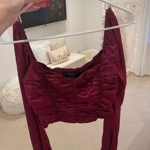 Maroon ruched top